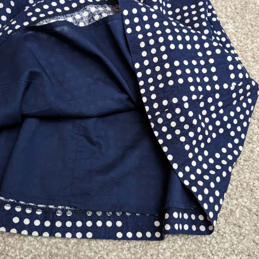 SOLD- Gap linen blend polka dot strapless tube skater dress navy white - Picture 10 of 16